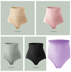 Women's Postpartum Body Shaping Waistband Shaping Hip Lifting Cotton Crotch Shorts (Option: 5Color Set-XL)