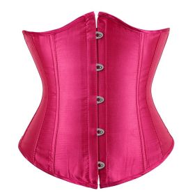 SEXY Gothic Underbust Corset and Waist cincher Bustiers Top Workout Shape Body Belt Plus size Lingerie S-6XL (Color: Rose, size: 6XL)