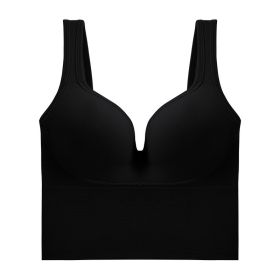 Sports Bra Beauty Back Soft Support Shoulder Strap (Option: Black-XL)