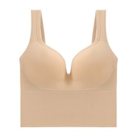 Sports Bra Beauty Back Soft Support Shoulder Strap (Option: Apricot-XL)